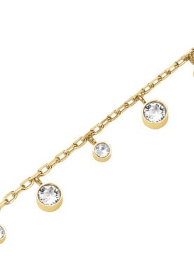 Dangling Crystals Necklace In 14K Yellow Gold Plated Stainless Steel