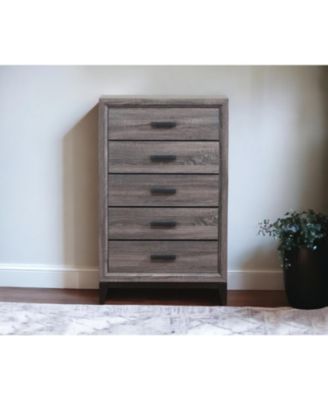 Solid Wood Five-Drawer Chest for Bedroom Storage and Organization
