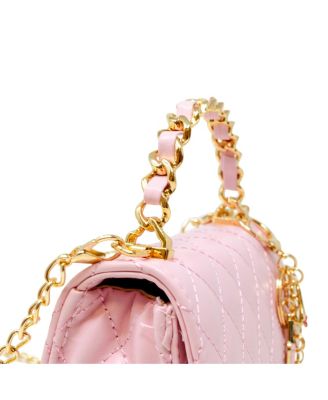 Girls Classic Link Chain Top Handle Handbag, Hot Pink