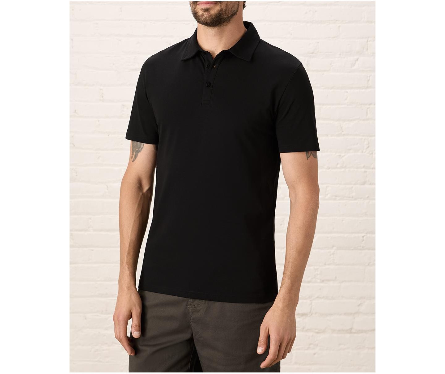 Мужское поло Pact Organic Cotton Luxe Stretch Jersey Slim Polo, цвет: Чёрный — фото 1