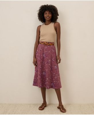 Women's Organic Cotton Fit & Flare Midi Skirt