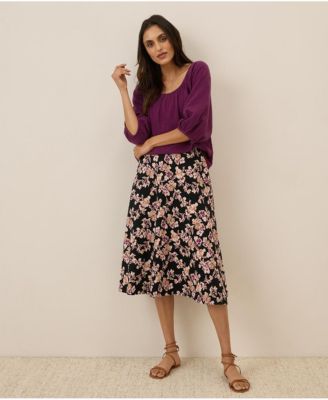 Women's Organic Cotton Fit & Flare Midi Skirt