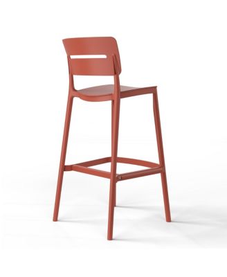 Stackable Polypropylene Resin Plastic Outdoor Patio Bar Stools (Set of 2)