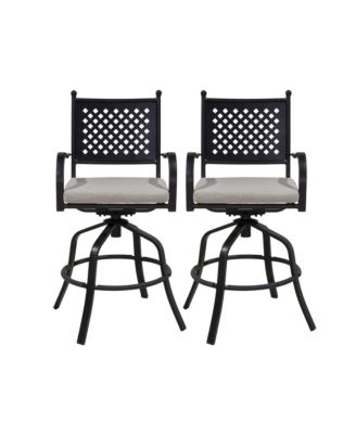 2-Piece Outdoor Swivel Chairs Aluminium Frame Patio Dining Chairs Bar Stool with Cushion Patio Swivel Stool