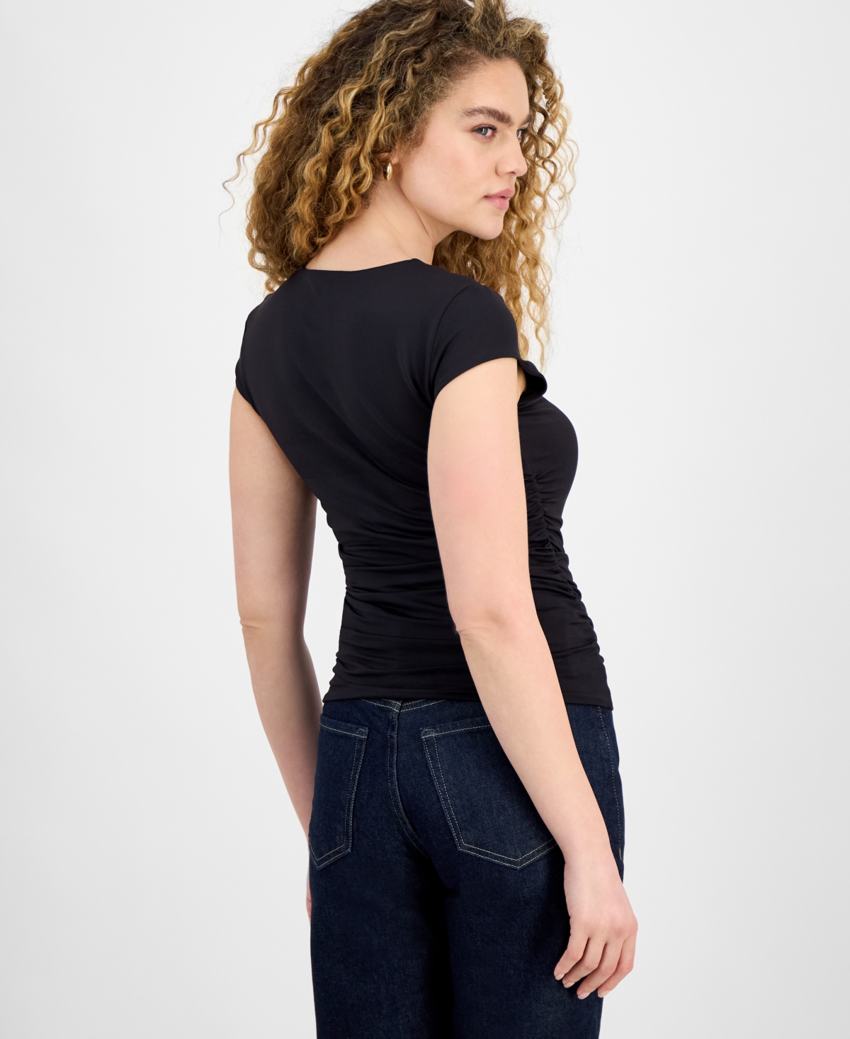 Bar Iii Women's Second Skin Crewneck Ruched T-shirt