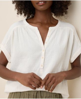Women's  Cotton Coastal Double Gauze Short Sleeve Popover
