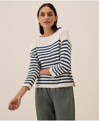 Women's Organic Cotton Classic Fine Knit Wide Neck Sweater