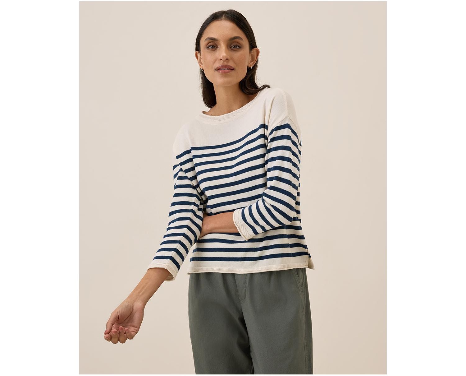 Women's Organic Cotton Classic Fine Knit Wide Neck Sweater