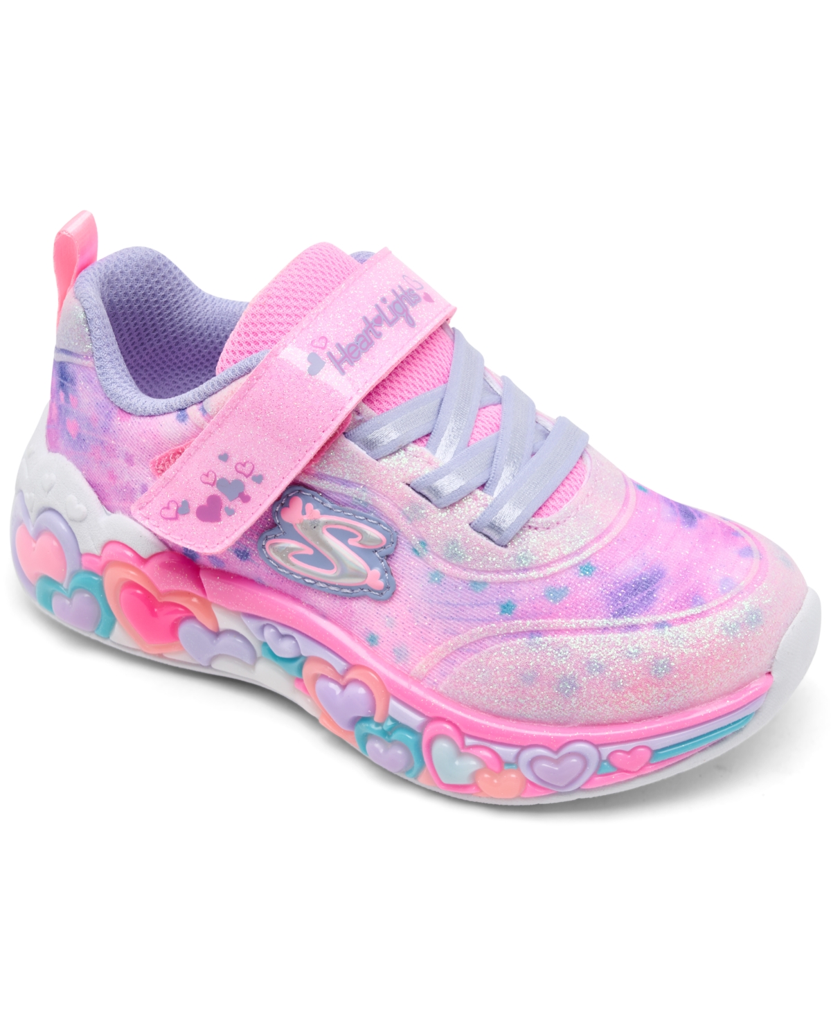 Skechers Toddler Girls S-lights: Eternal Heart Lights Light-up Fastening Strap Casual Sneakers From Finish Li In Light Pink