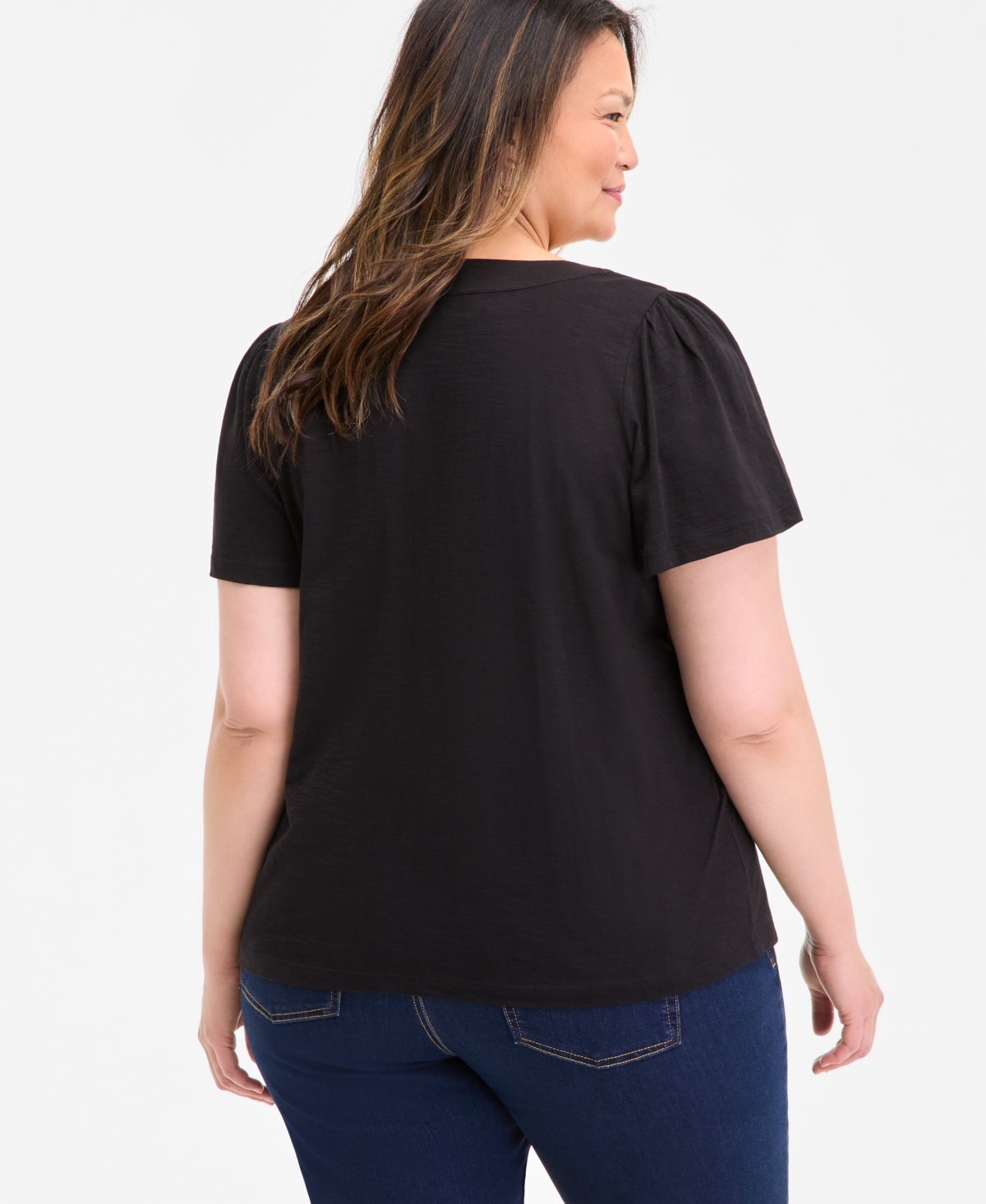 Style & Co Plus Size Square-neck Short-sleeve Top, Exclusively At Macy's