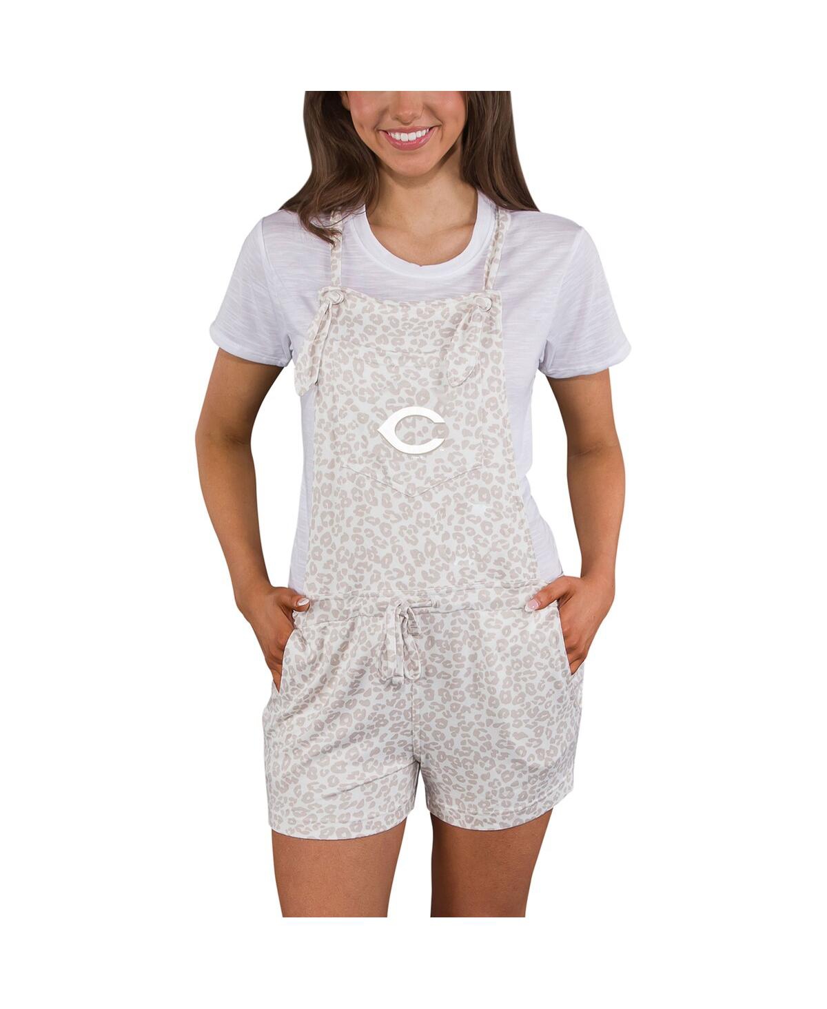 Concepts Sport Women's Cream Cincinnati Reds Montana Hacci Knit Overalls Romper In Cream