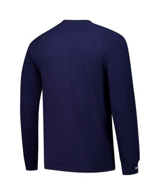 Men's Navy Milwaukee Brewers Arched Logo Slub Long Sleeve T-Shirt