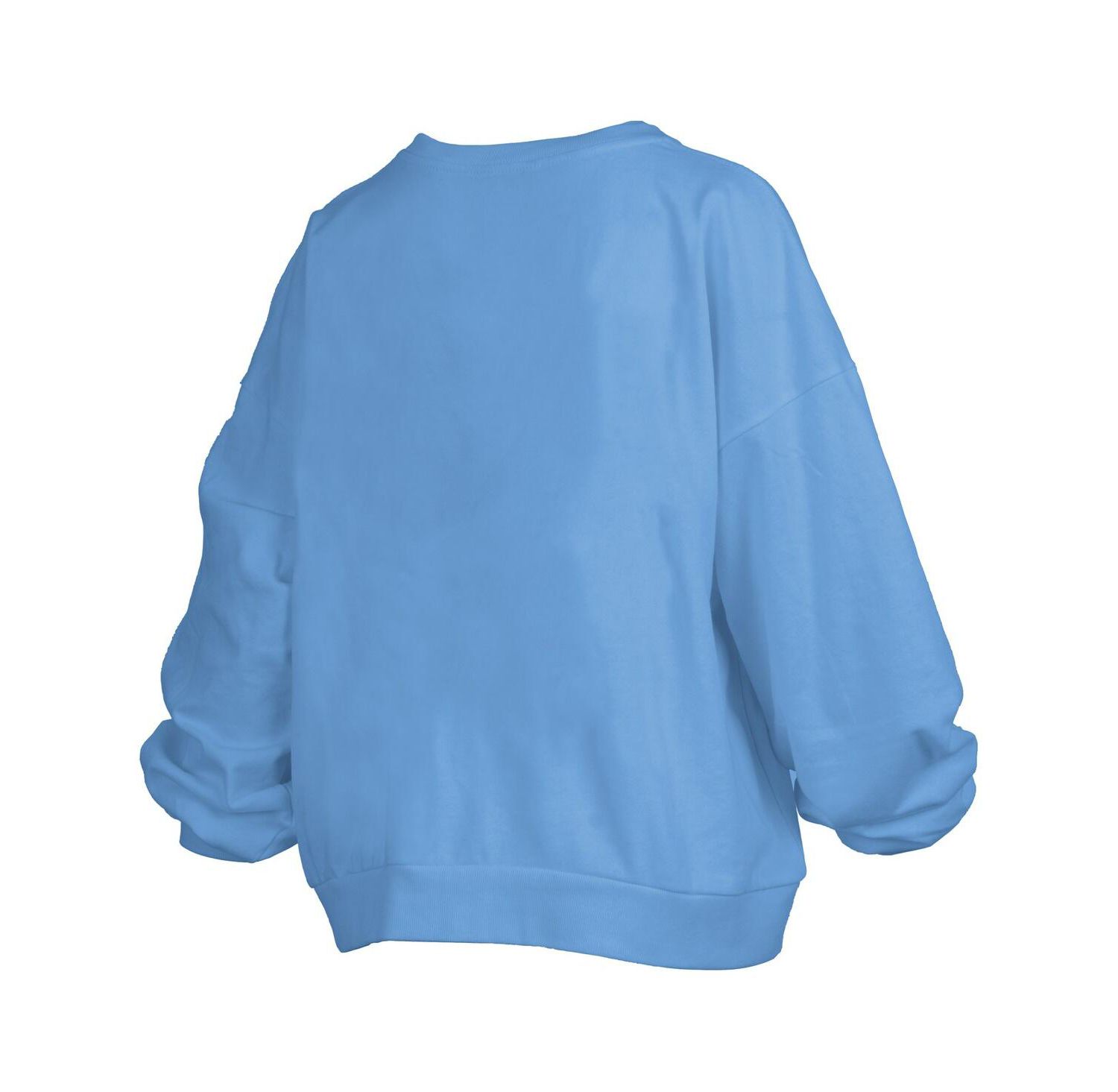 Women's Carolina Blue North Carolina Tar Heels Janise Arch Over Logo Waist Length Oversized Pullover Sweatshirt