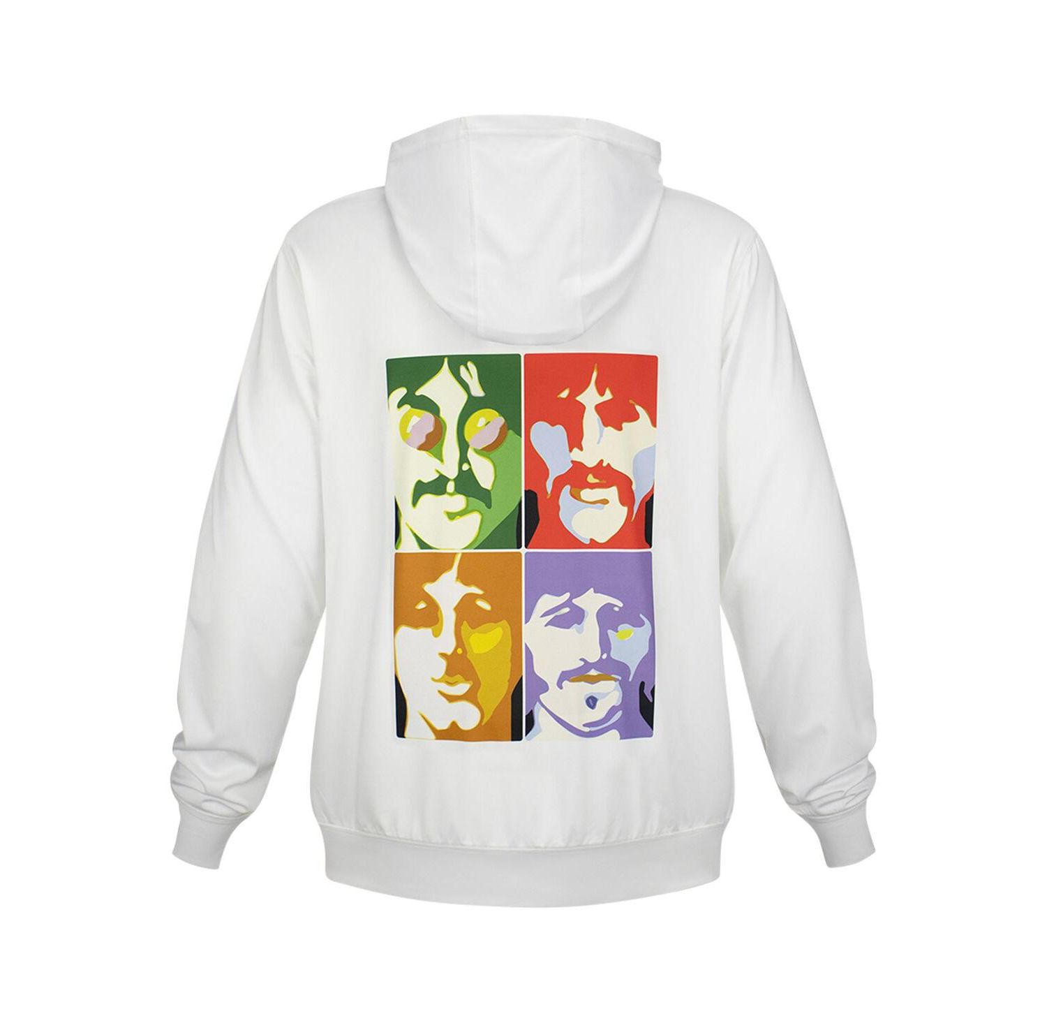 Men's and Women's White The Beatles Logo and Faces UPF 50 Pullover Hoodie