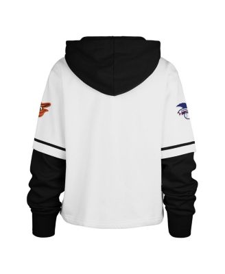 Women's White Baltimore Orioles Trifecta Shortstop Cropped Pullover Hoodie