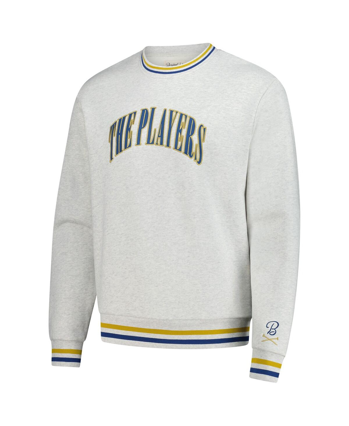 Shop Barstool Golf Men's Heather Gray The Players Striped Pullover Sweatshirt
