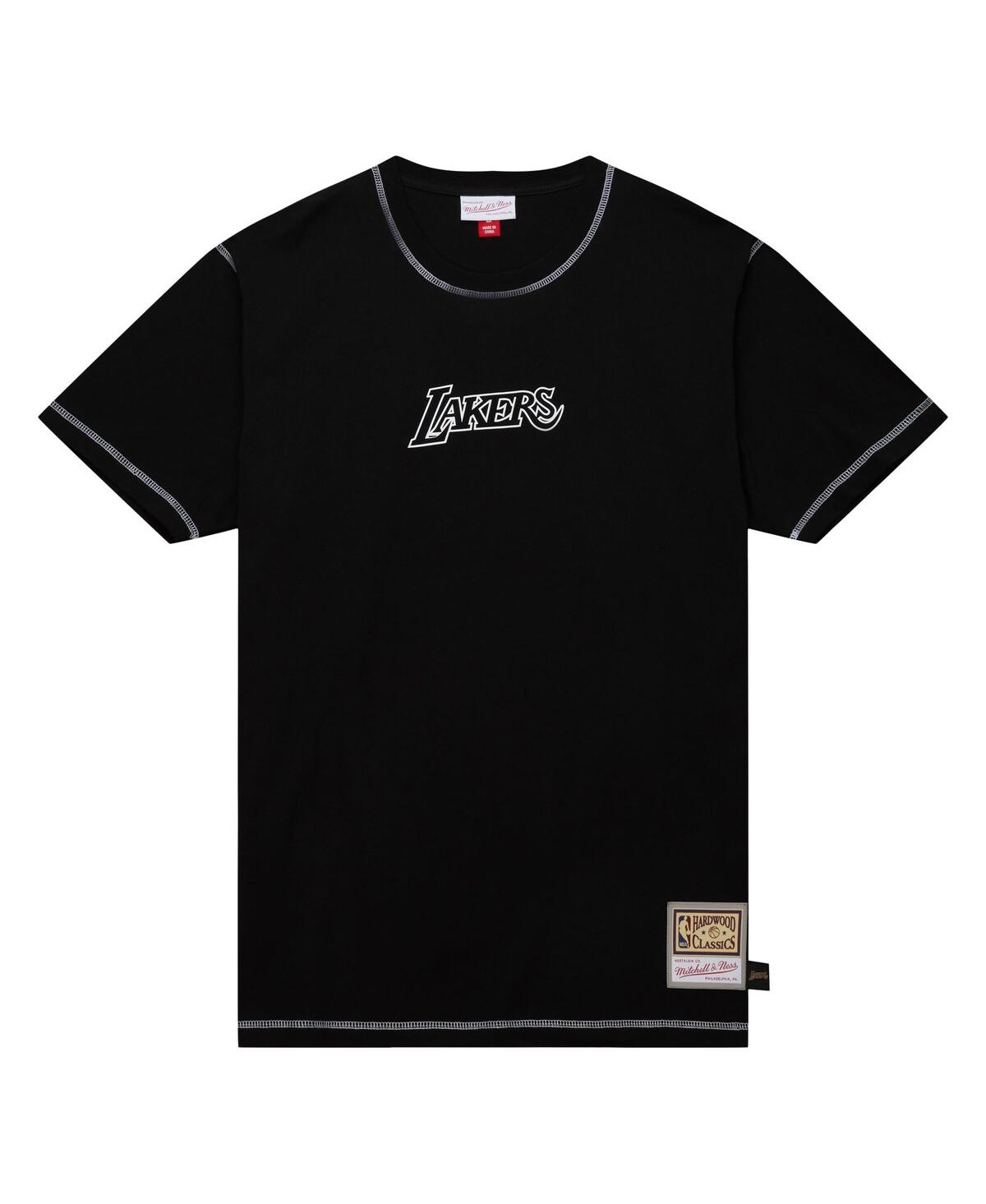 Mitchell & Ness Men's Black Los Angeles Lakers Hardwood Classics Contrast 2k Graphic T-shirt In Black