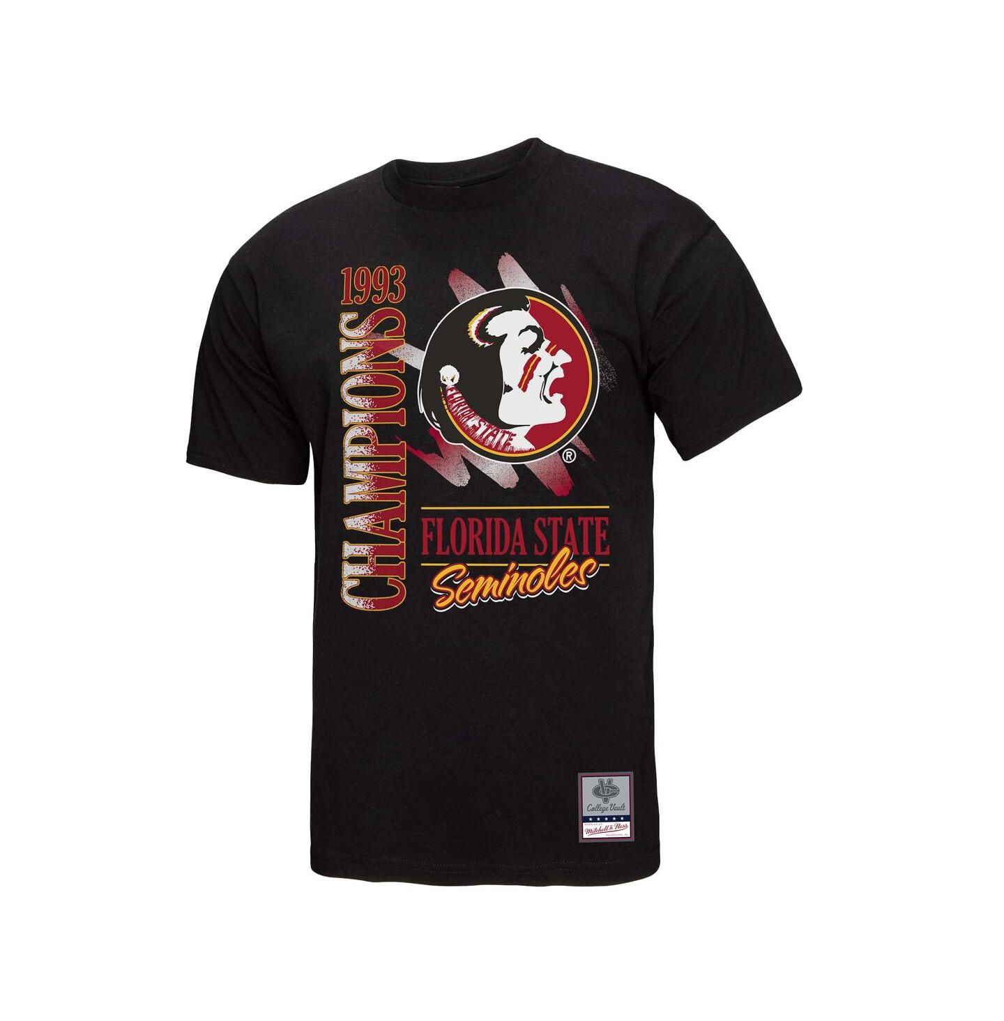 Мужская футболка Mitchell & Ness Black Florida State Seminoles Retro Brush Mineral Wash — фото 3