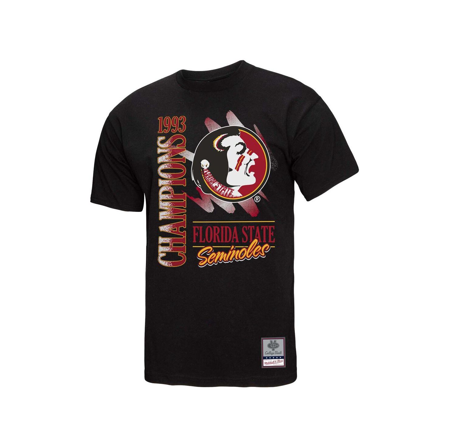 Men's Black Florida State Seminoles Retro Brush Mineral Wash T-Shirt