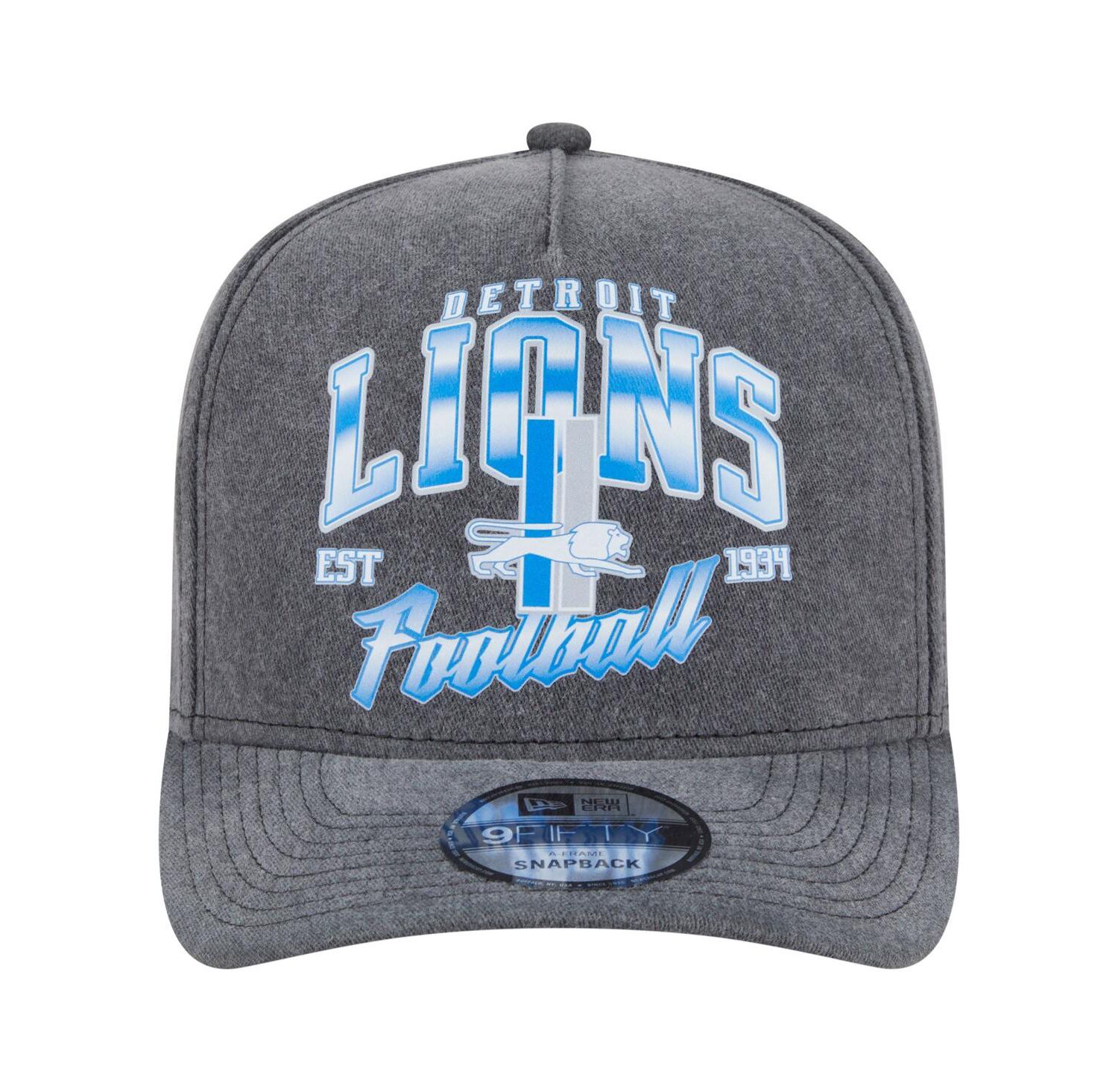 Men's Black Detroit Lions Throwback Washed A-Frame 9FIFTY Snapback Hat