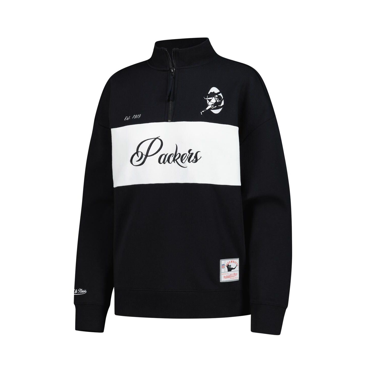 Женская куртка Mitchell & Ness Black Green Bay Packers Quarter-Zip — фото 3