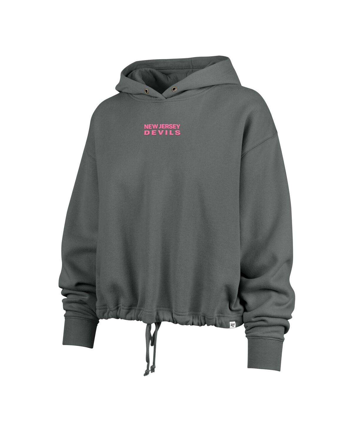 Shop 47 Brand Women's Gray New Jersey Devils Bright Side Venice Cropped Pullover Hoodie