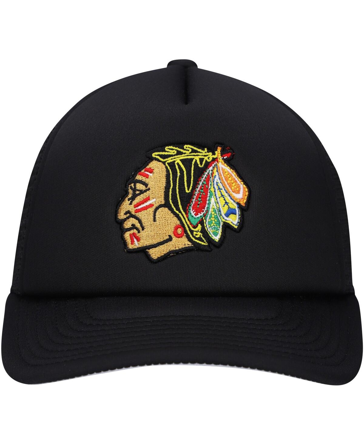Mitchell & Ness Big Boys And Girls Black Chicago Blackhawks Core Trucker Adjustable Hat In Black