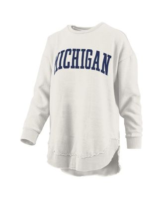 Women's Oatmeal Michigan Wolverines Melange Poncho Vintage Fleece Long Sleeve Pullover Sweatshirt