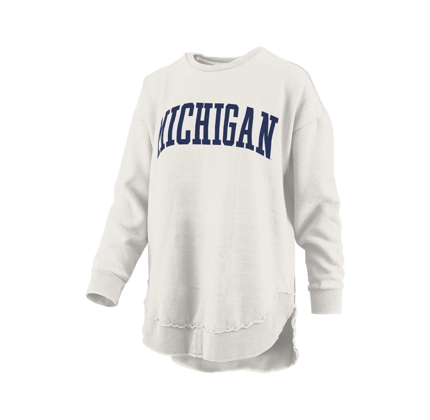 Women's Oatmeal Michigan Wolverines Melange Poncho Vintage Fleece Long Sleeve Pullover Sweatshirt