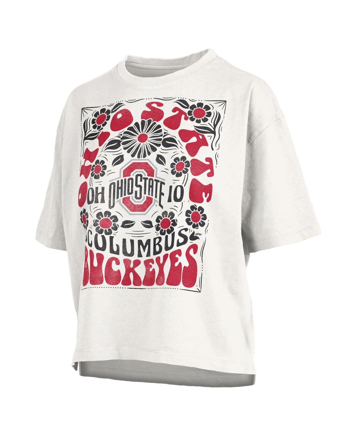 PRESSBOX WOMEN'S WHITE OHIO STATE BUCKEYES HARMONY OVERSIZED T-SHIRT 