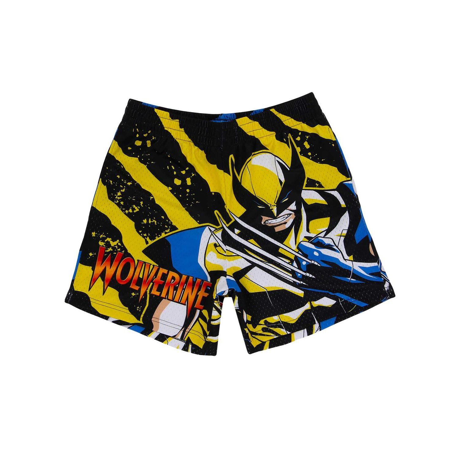Men's Black Wolverine Comic Big Print Mesh Shorts