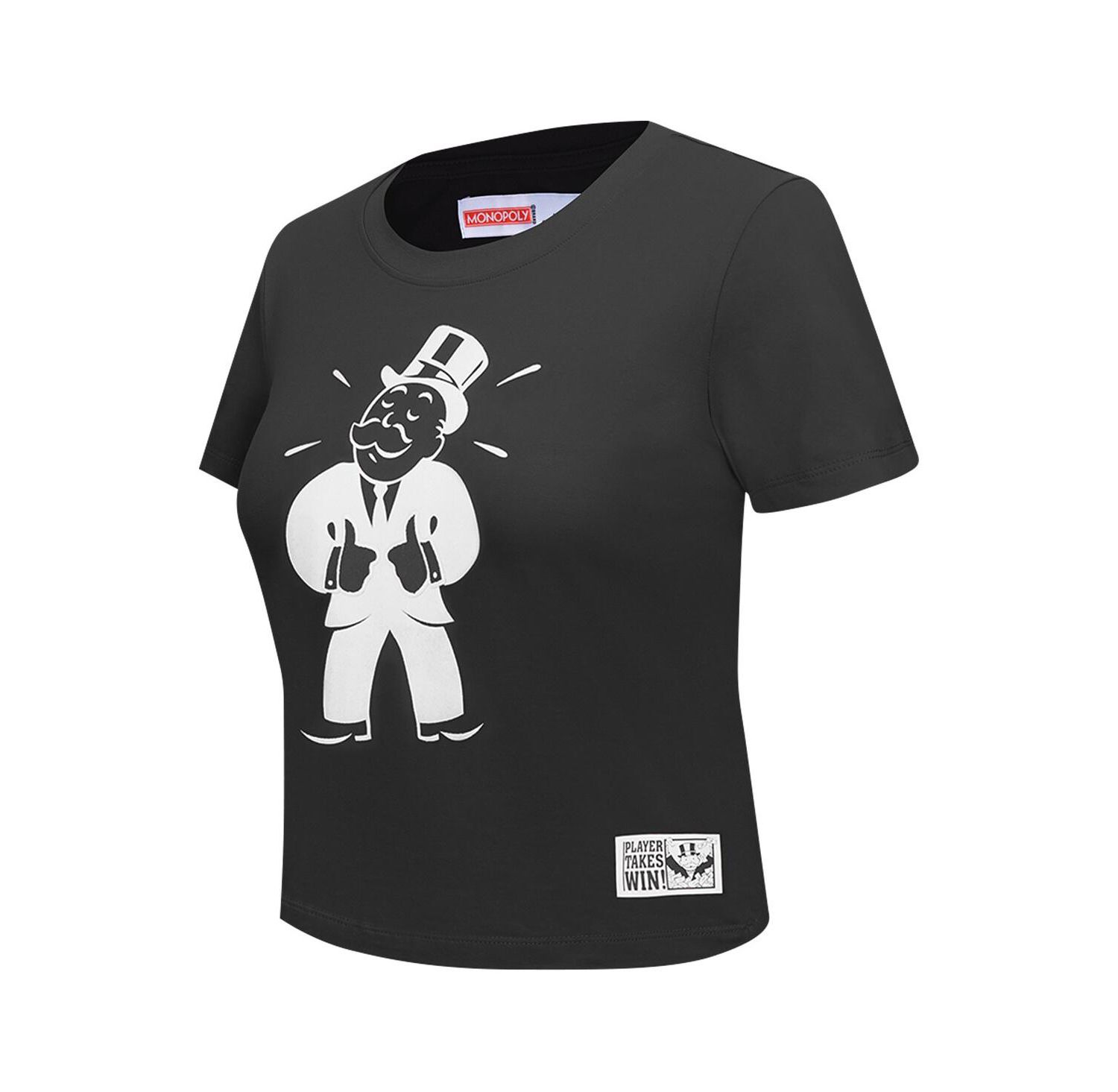 Women's Black Monopoly Babydoll Cropped T-Shirt