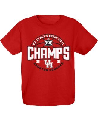 Blue 84 - Big Boys and Girls Red Houston Cougars 2025 Big 12 Men's Basketball Conference Tournament Champions T-Shirt