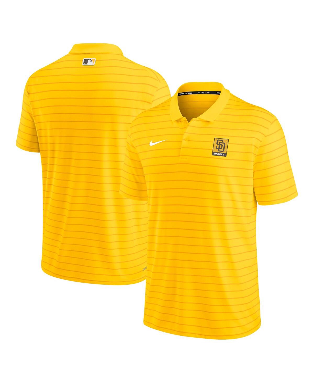 Nike Men's  Gold San Diego Padres Authentic Collection Victory Striped Performance Polo Shirt In Gold