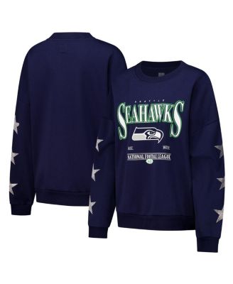 Gameday Couture - Women's Navy Seattle Seahawks Rhinestone Star Sleeve Settle the Score Tri-Blend Pullover