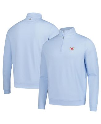 Peter Millar - Men's&nbsp;Blue Kentucky Derby Perth Sugar Stripe Performance Quarter-Zip Pullover