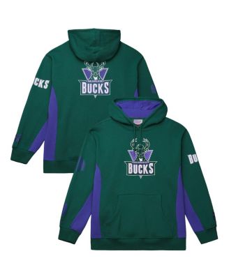 Mitchell & Ness - Men's Hunter Green Milwaukee Bucks Hardwood Classics Team Origins Fleece Pullover Hoodie