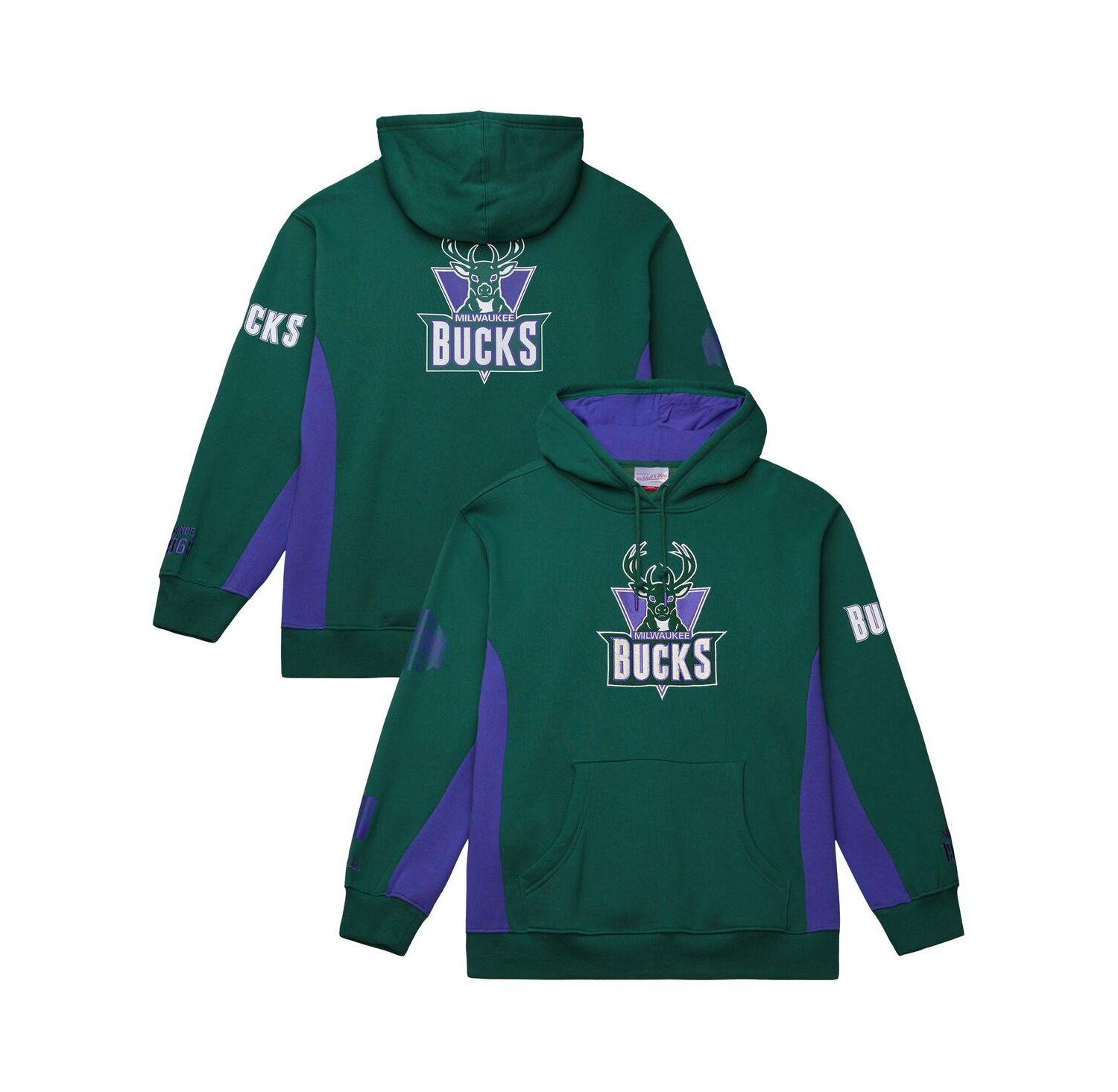 Men's Hunter Green Milwaukee Bucks Hardwood Classics Team Origins Fleece Pullover Hoodie