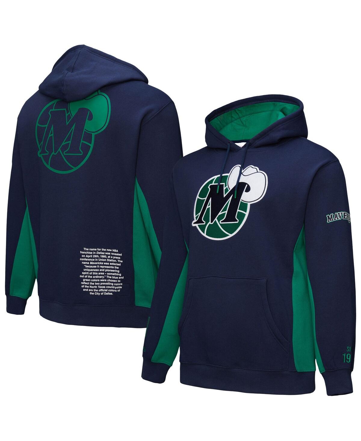 Men's Navy Dallas Mavericks Hardwood Classics Team Origins Fleece Pullover Hoodie - Navy
