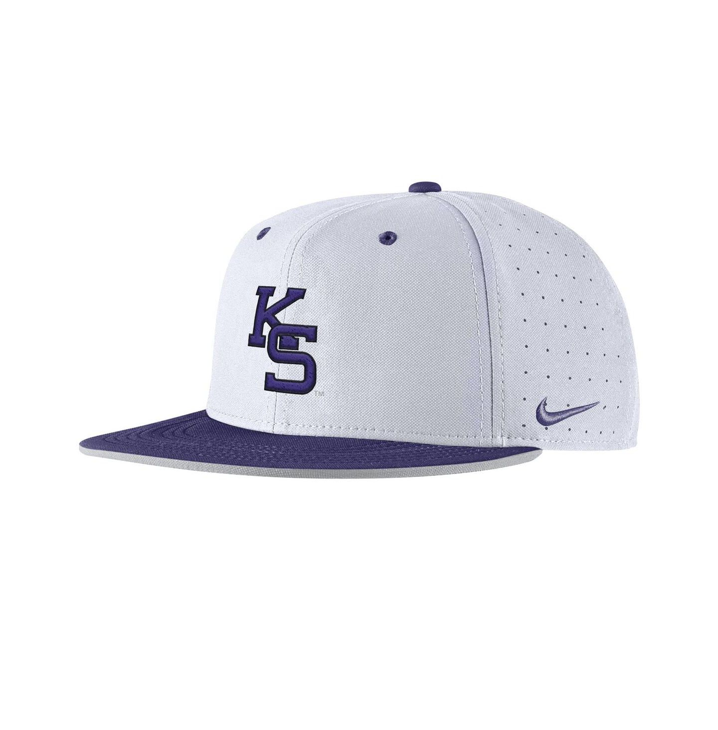 Мужская кепка Nike White Kansas State Wildcats On-Field True Performance Baseball Fitted Hat — фото 1