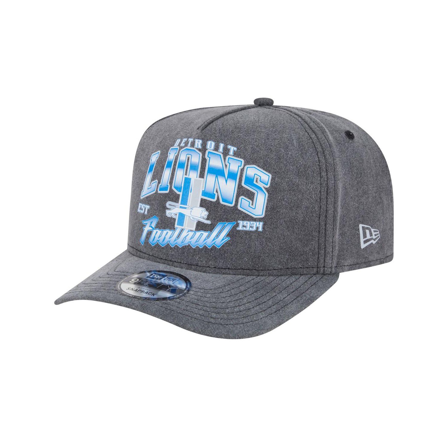 Men's Black Detroit Lions Throwback Washed A-Frame 9FIFTY Snapback Hat