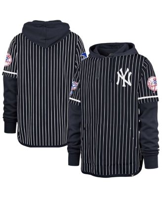 '47 Brand - Men's '47 Navy New York Yankees Pinstripe Double Header Pullover Hoodie