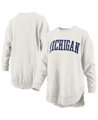 Women's Oatmeal Michigan Wolverines Melange Poncho Vintage Fleece Long Sleeve Pullover Sweatshirt