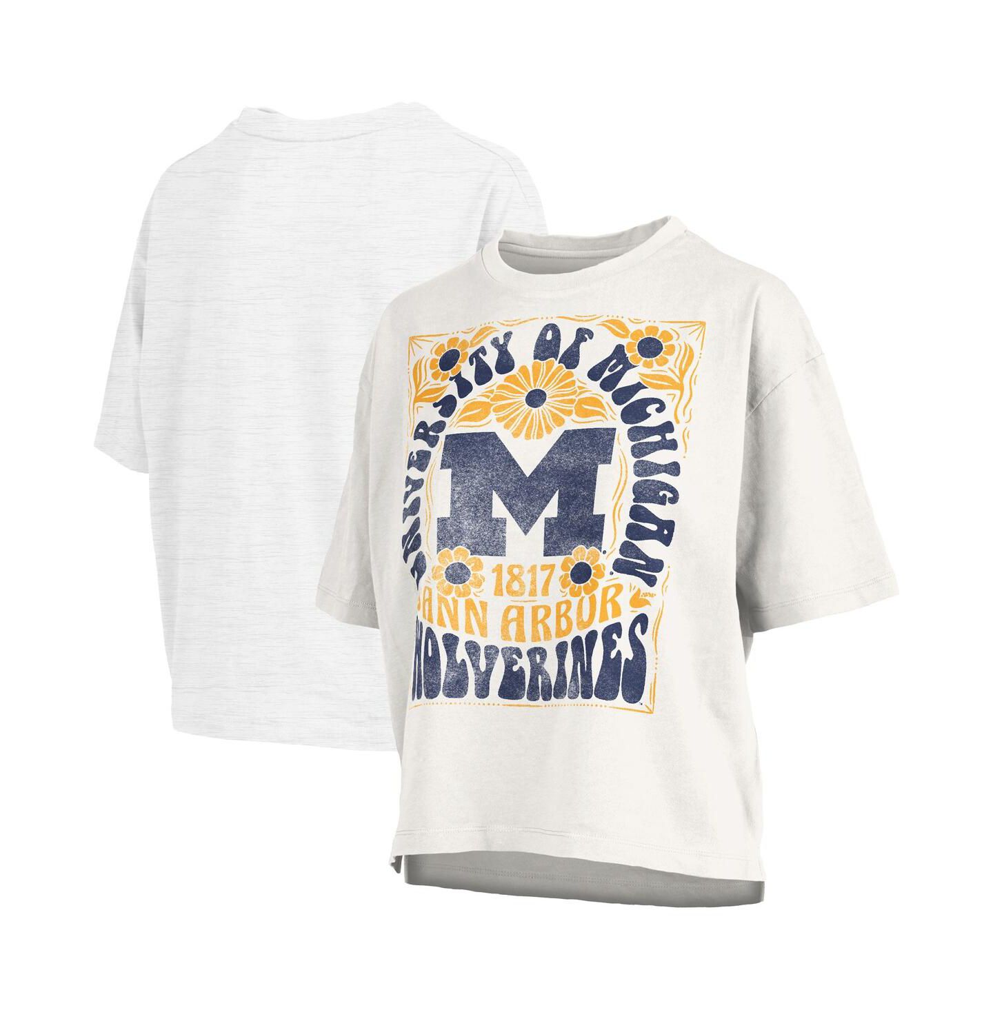 Женская футболка Pressbox White Michigan Wolverines Harmony Oversized — фото 1
