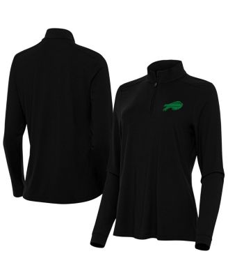 Antigua - Women's&nbsp;Black Buffalo Bills St. Patrick's Day Intent Quarter-Zip Pullover Sweatshirt