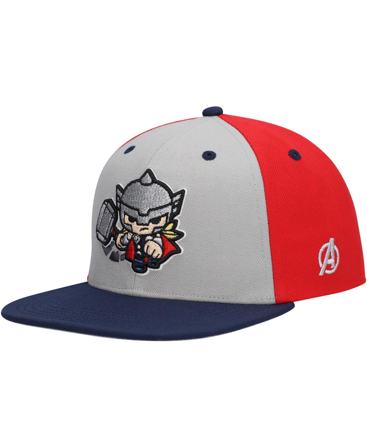LIDS BIG BOYS AND GIRLS GRAY THOR CHIBI GLOW-IN-THE-DARK SNAPBACK HAT 