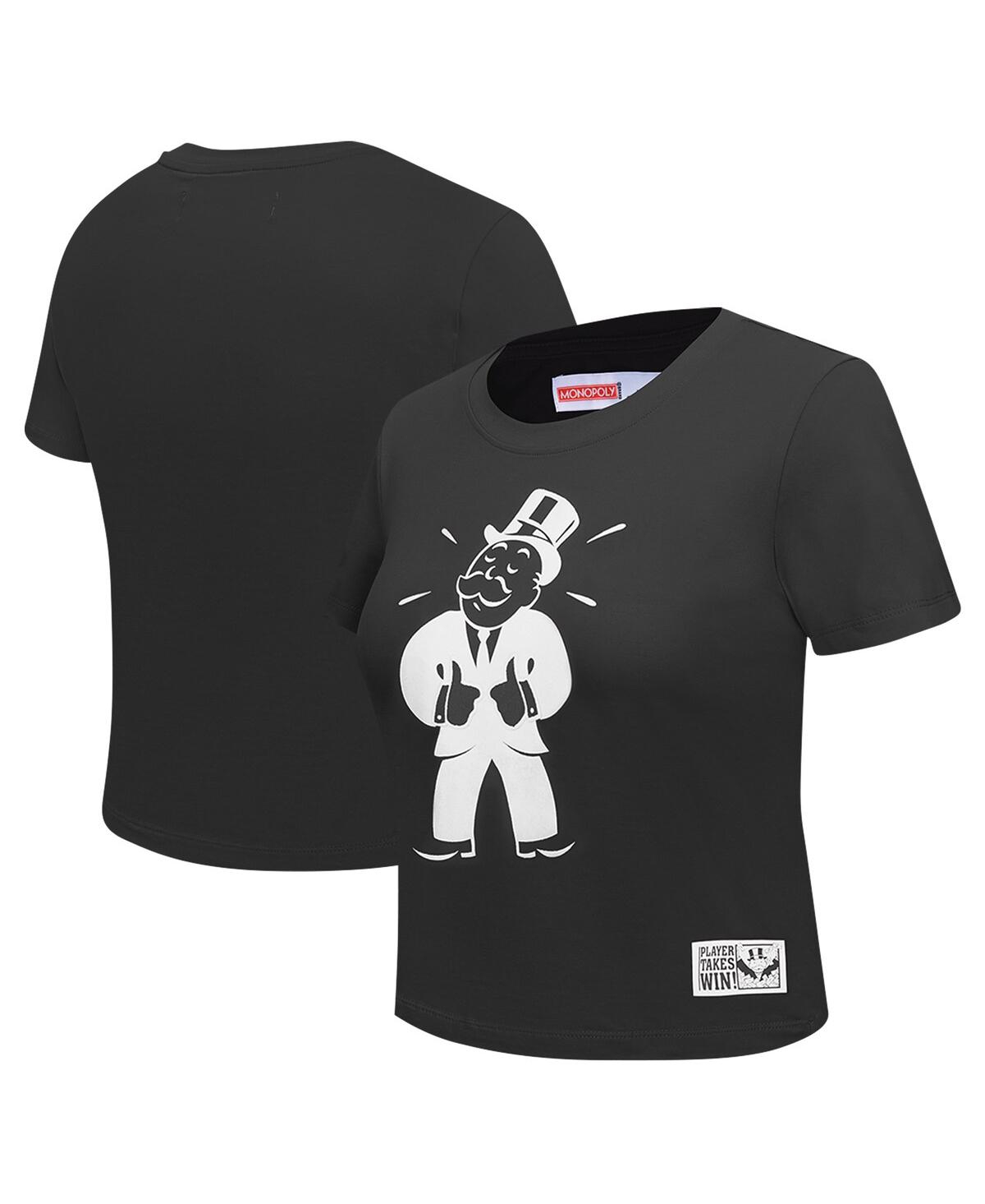 FREEZE MAX WOMEN'S BLACK MONOPOLY BABYDOLL CROPPED T-SHIRT 