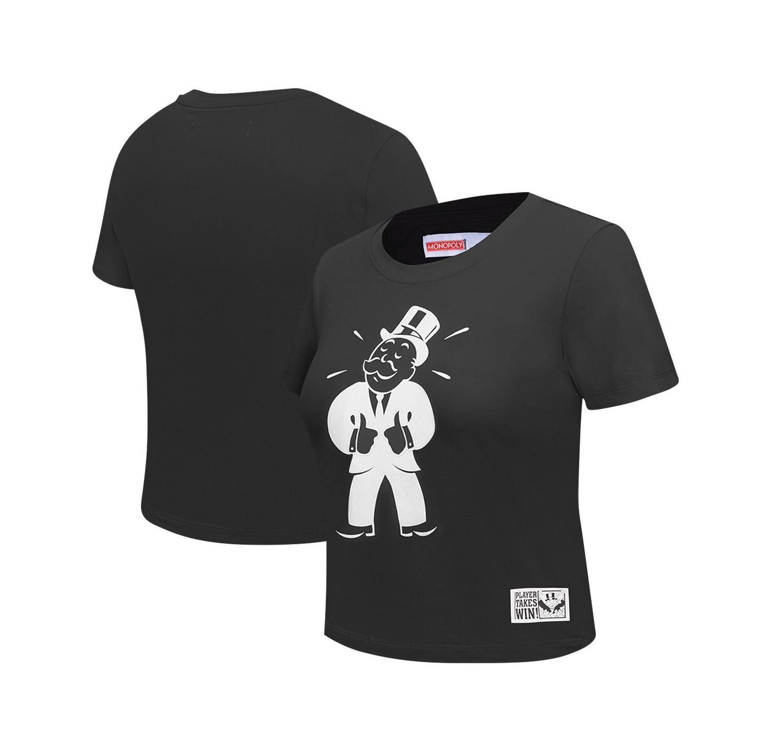 Women's Black Monopoly Babydoll Cropped T-Shirt