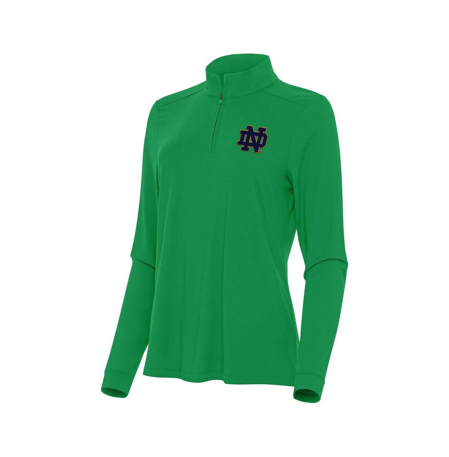 Женский топ Antigua Green Notre Dame Fighting Irish Intent Quarter-Zip — фото 1