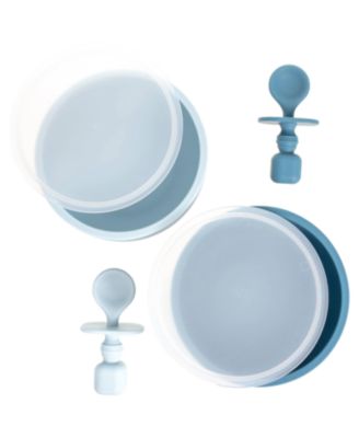 Toddler Feeding Set, Silicone Bib, Bowl & Spoons for Self-Feeding First Stage Essentials – Gum Friendly, BPA-Free, Easy to Clean & Safe for Babies, Pink